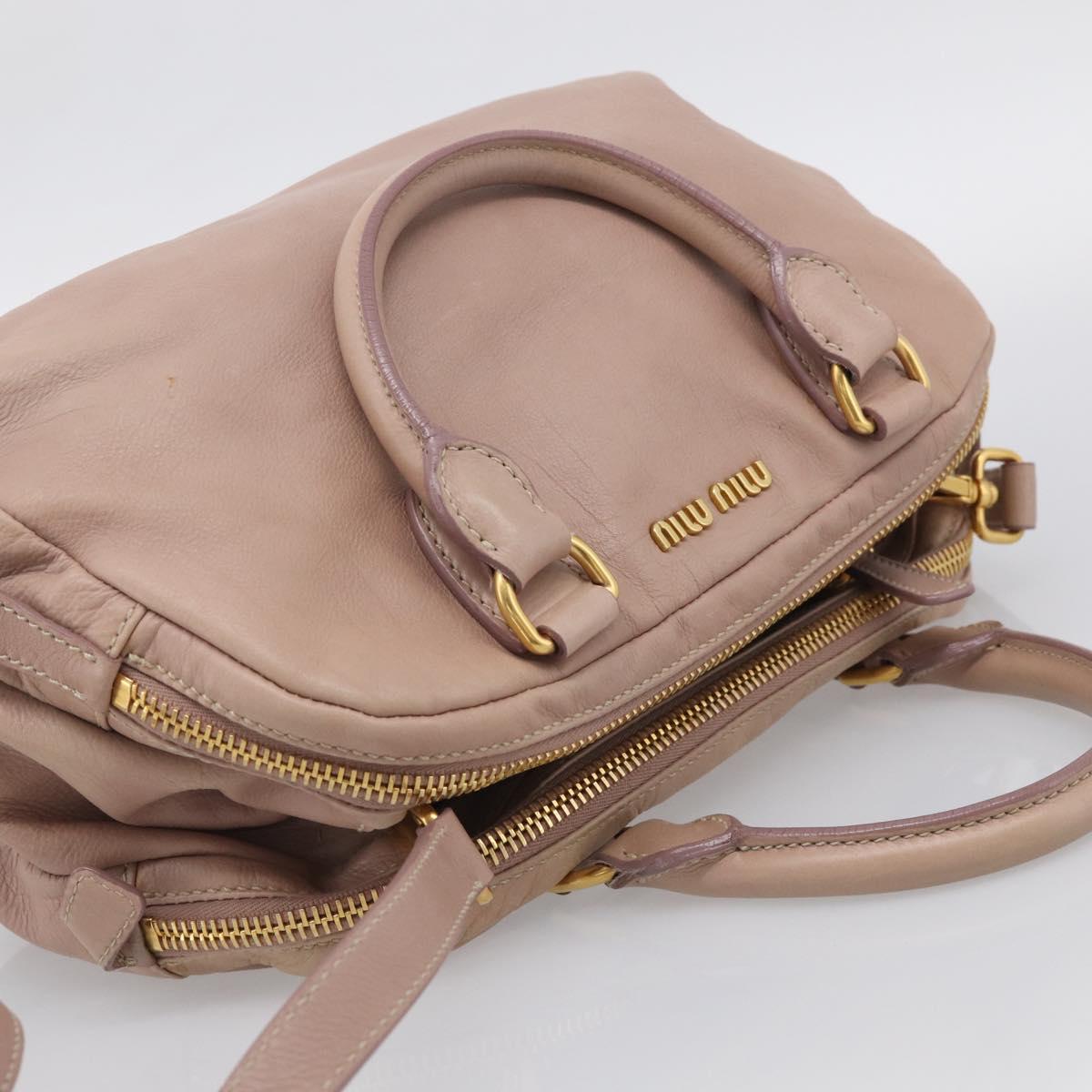 Miu Miu Hand Bag Leather 2way Pink Gold Auth 211467V