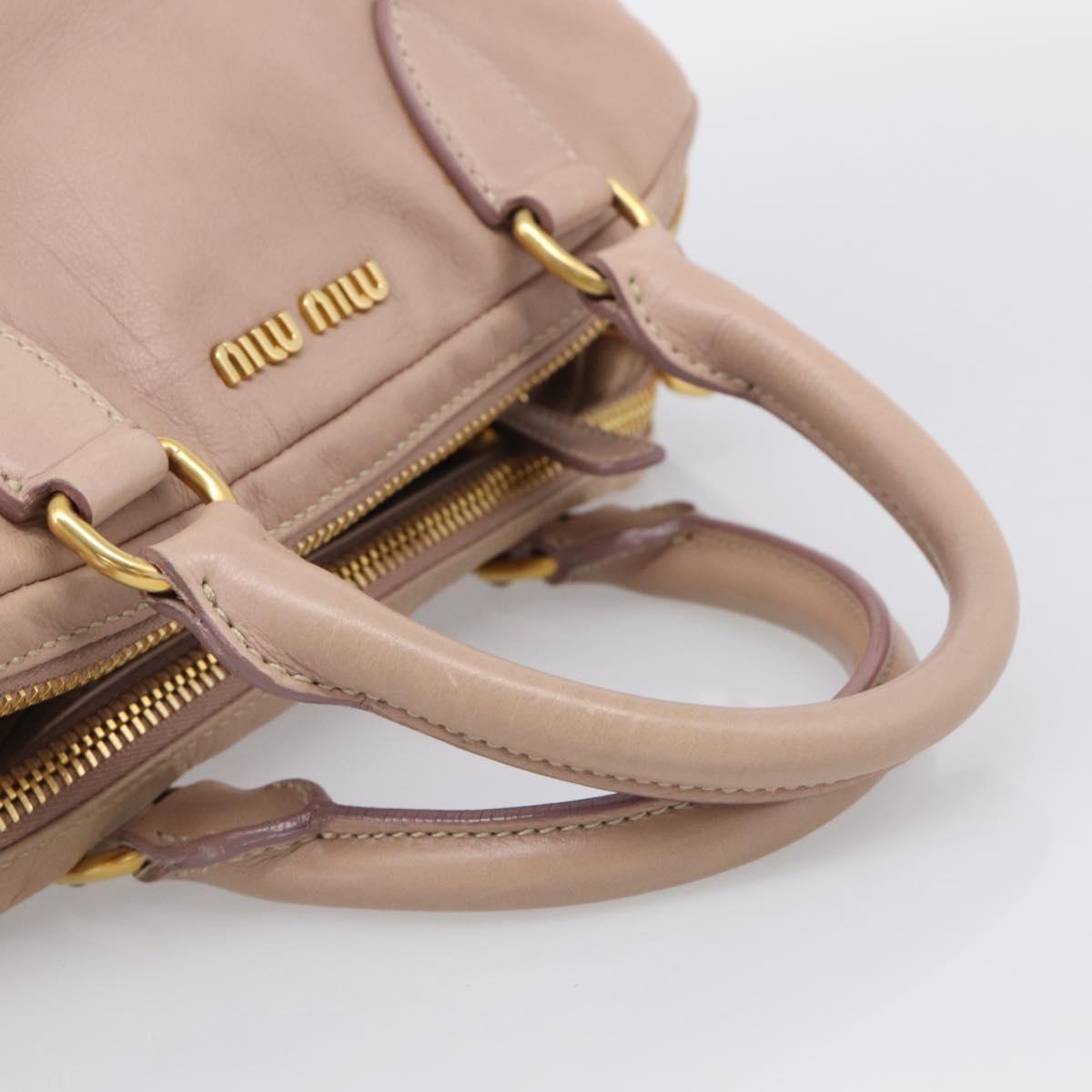 Miu Miu Hand Bag Leather 2way Pink Gold Auth 211467V