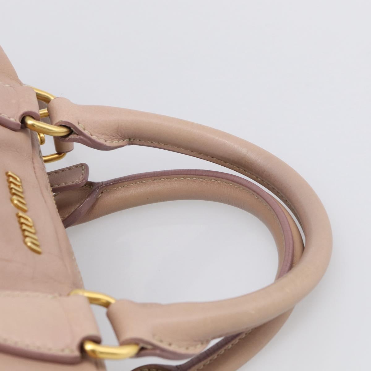 Miu Miu Hand Bag Leather 2way Pink Gold Auth 211467V
