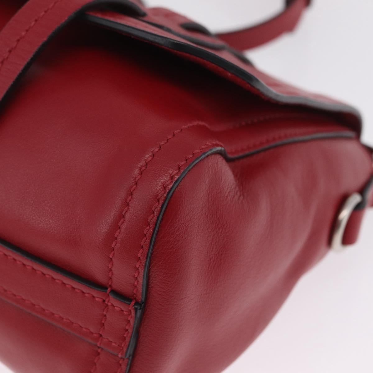 Miu Miu Shoulder Bag Leather Red Silver Auth 211468V