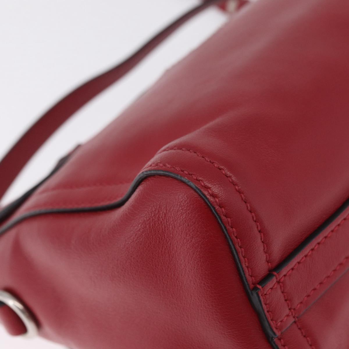 Miu Miu Shoulder Bag Leather Red Silver Auth 211468V