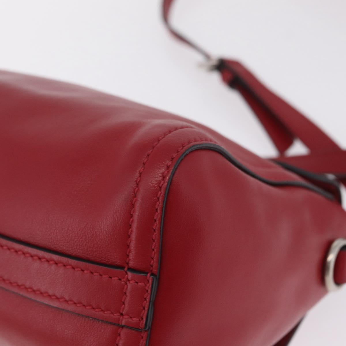 Miu Miu Shoulder Bag Leather Red Silver Auth 211468V