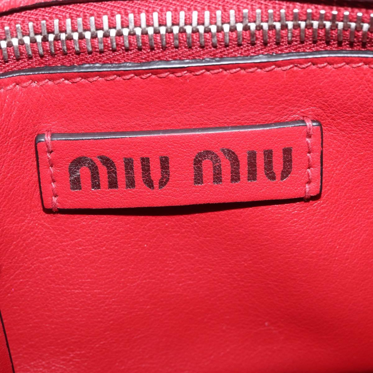 Miu Miu Shoulder Bag Leather Red Silver Auth 211468V