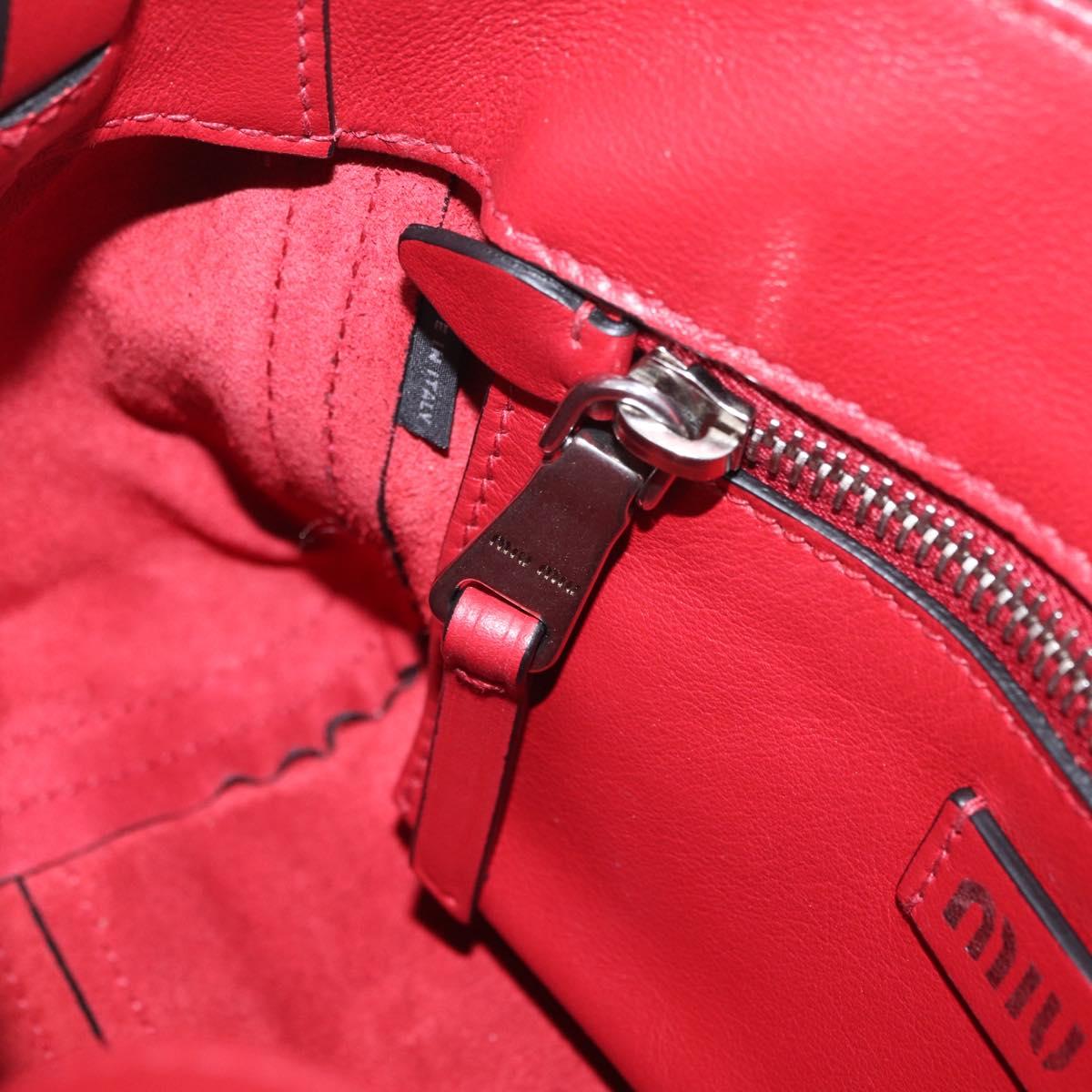 Miu Miu Shoulder Bag Leather Red Silver Auth 211468V