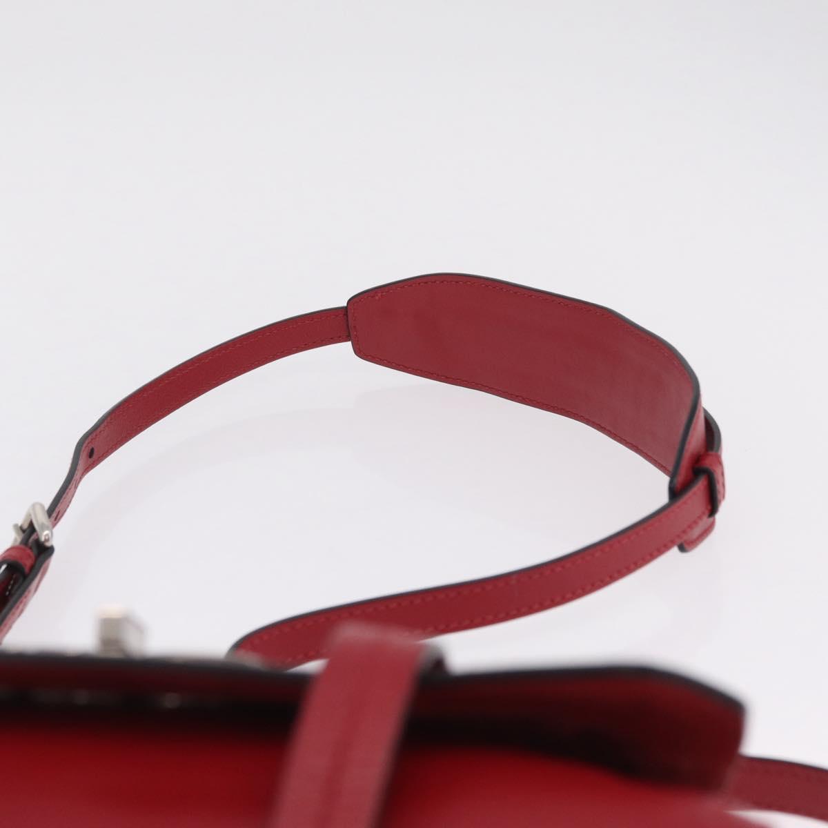 Miu Miu Shoulder Bag Leather Red Silver Auth 211468V