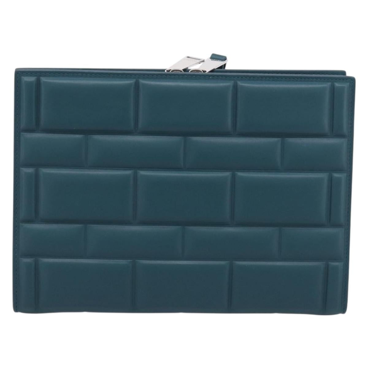 Bottega Veneta Clutch Bag Leather Green Auth 211469V