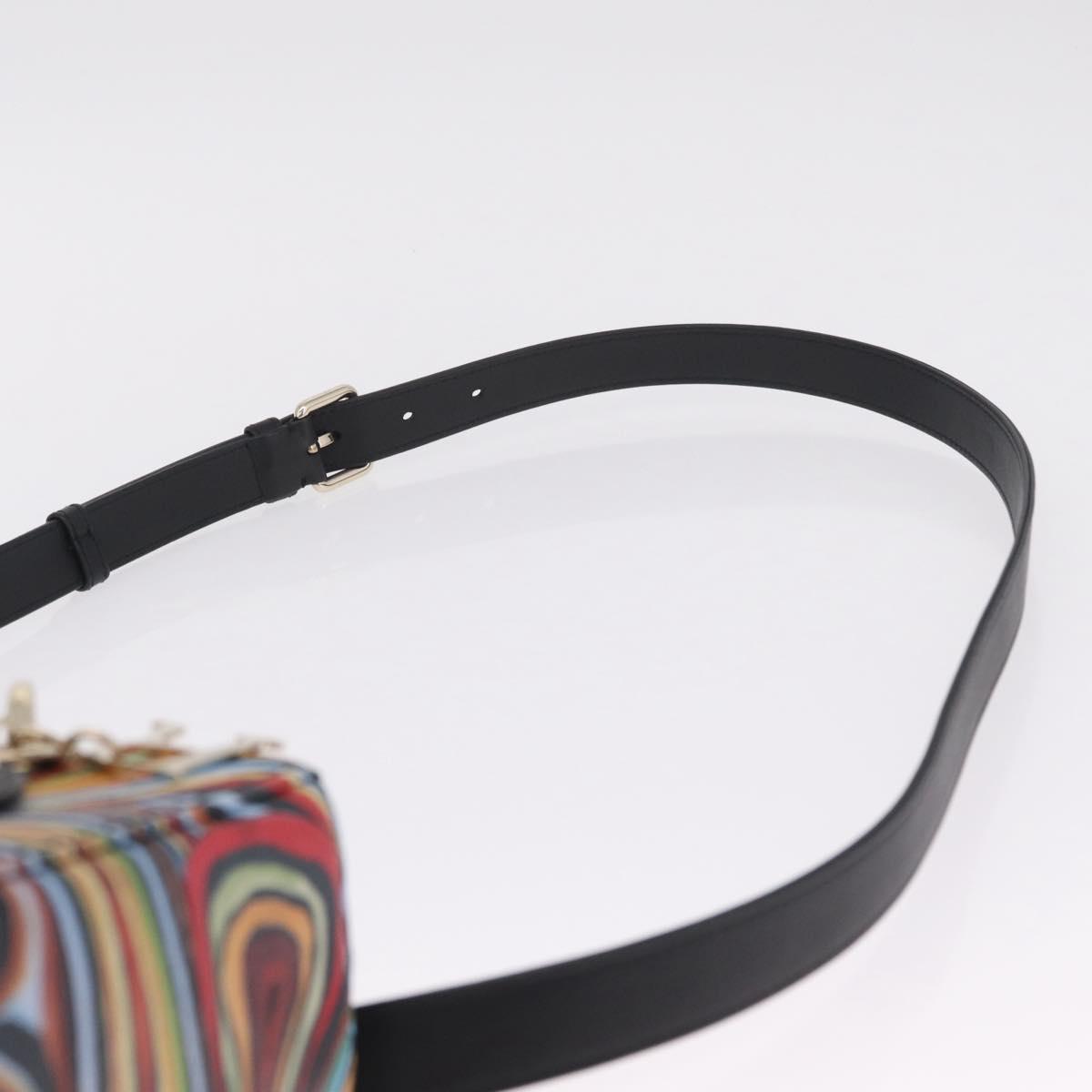 Christian Dior Lady Dior Hand Bag Leather 2way Black Gold Tone Auth 211470SM