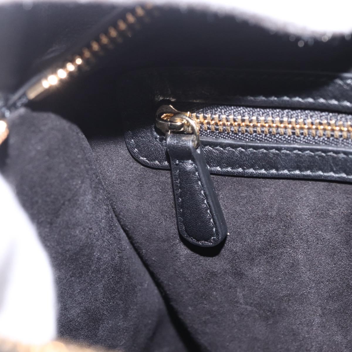 Christian Dior Lady Dior Hand Bag Leather 2way Black Gold Tone Auth 211470SM