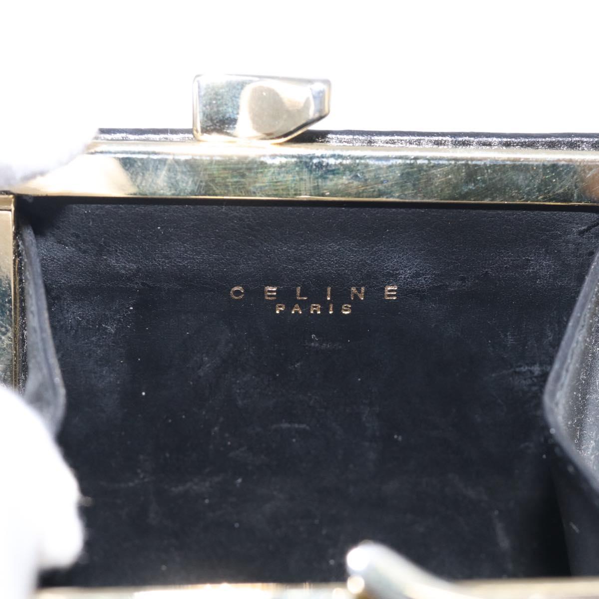 CELINE Macadam Canvas Coin Purse Black Gold Auth 211472A