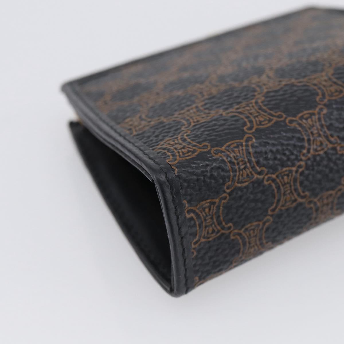 CELINE Macadam Canvas Coin Purse Black Gold Auth 211472A