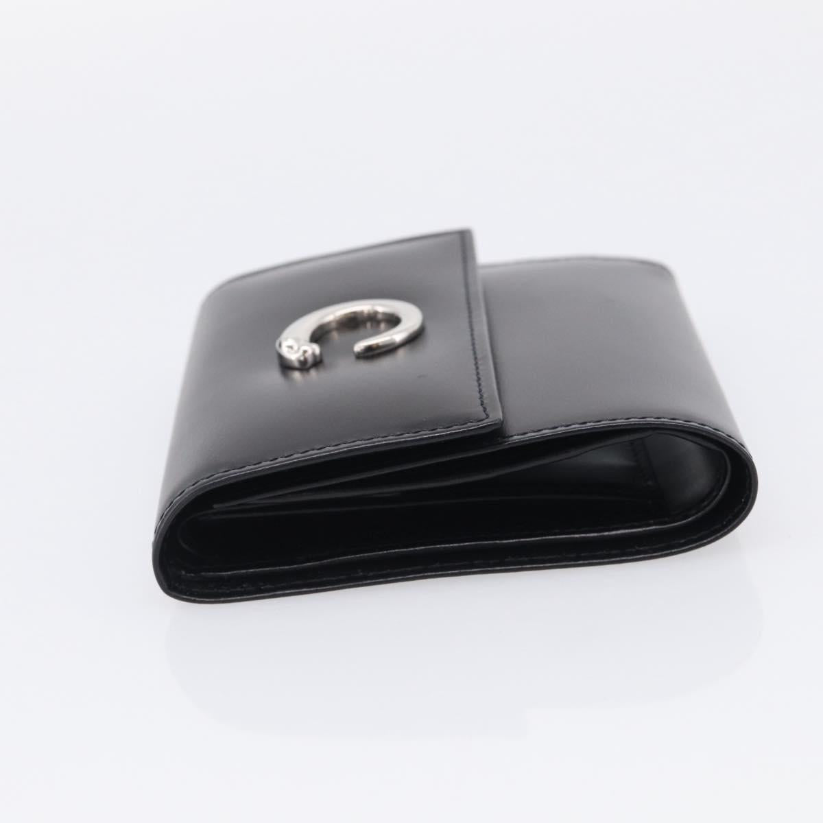 Cartier PANTHERE Wallet Leather Black Silver Auth 211473A