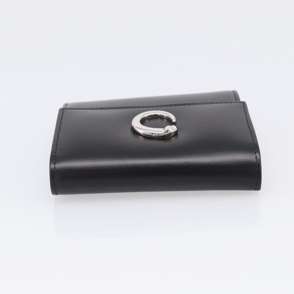 Cartier PANTHERE Wallet Leather Black Silver Auth 211473A