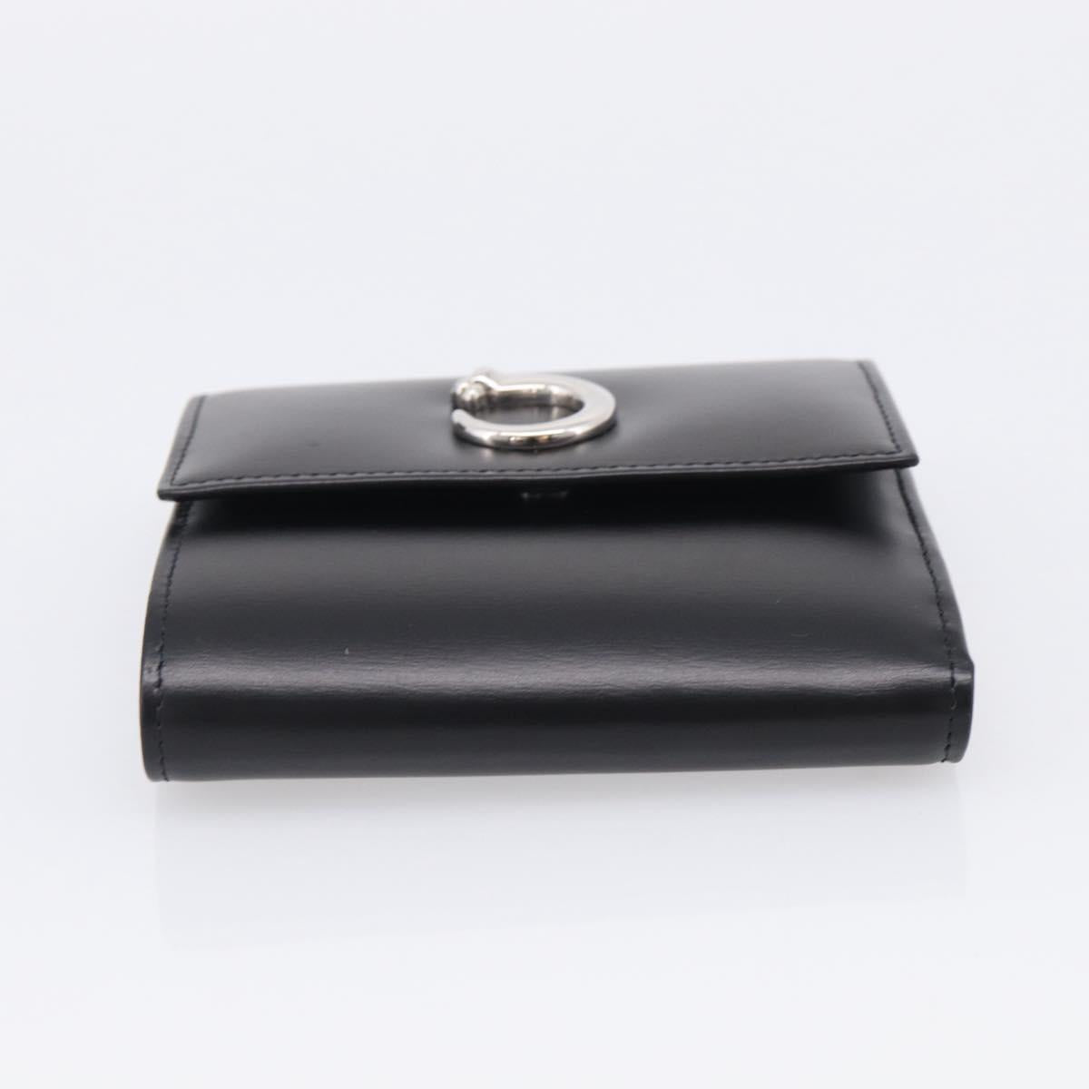 Cartier PANTHERE Wallet Leather Black Silver Auth 211473A