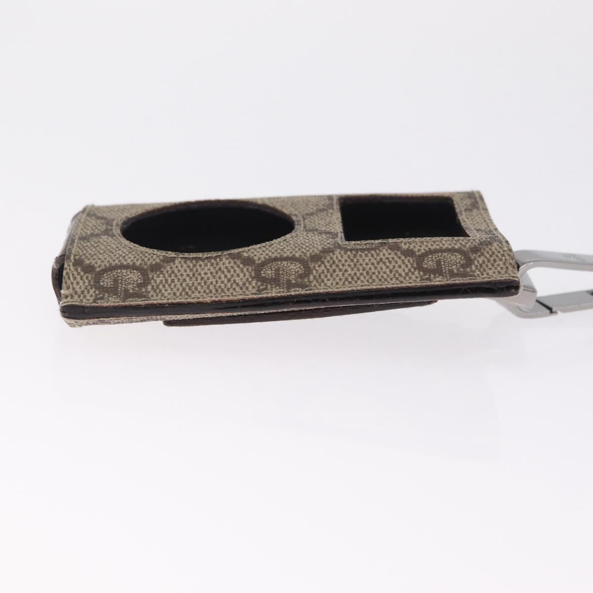 GUCCI GG Supreme Web Sherry Line iPod Case Neck Strap PVC Beige Gold Auth 211474