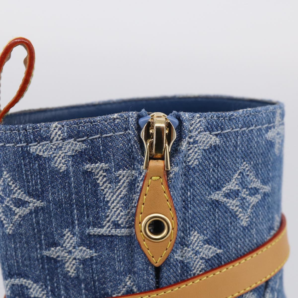 LOUIS VUITTON Monogram Denim Boots 37 Blue LV Auth 211475M