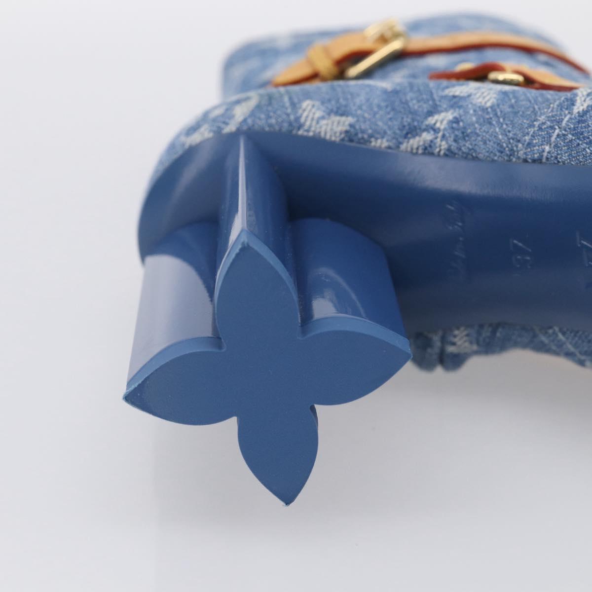 LOUIS VUITTON Monogram Denim Boots 37 Blue LV Auth 211475M