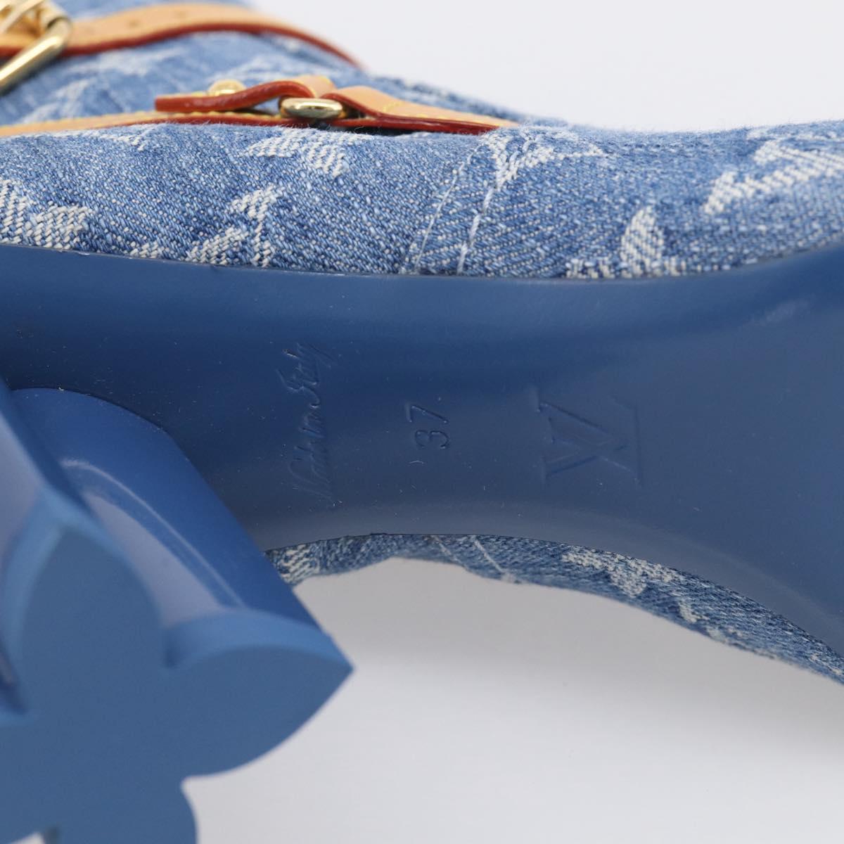 LOUIS VUITTON Monogram Denim Boots 37 Blue LV Auth 211475M
