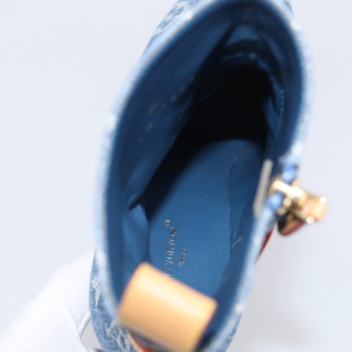 LOUIS VUITTON Monogram Denim Boots 36 Blue LV Auth 211476M