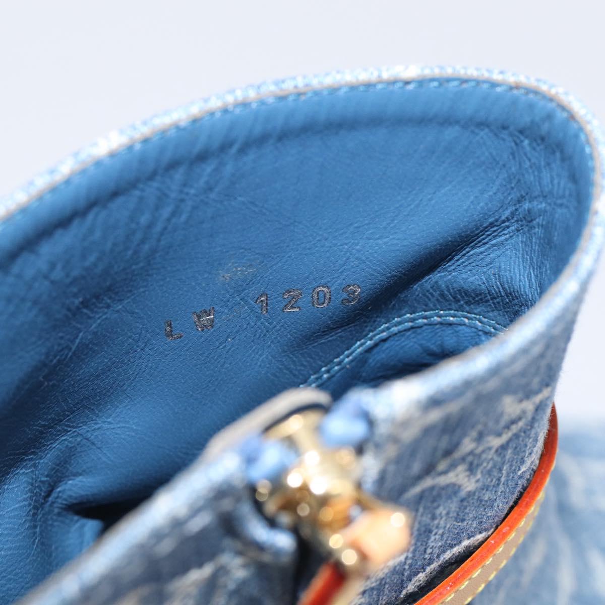 LOUIS VUITTON Monogram Denim Boots 36 Blue LV Auth 211476M
