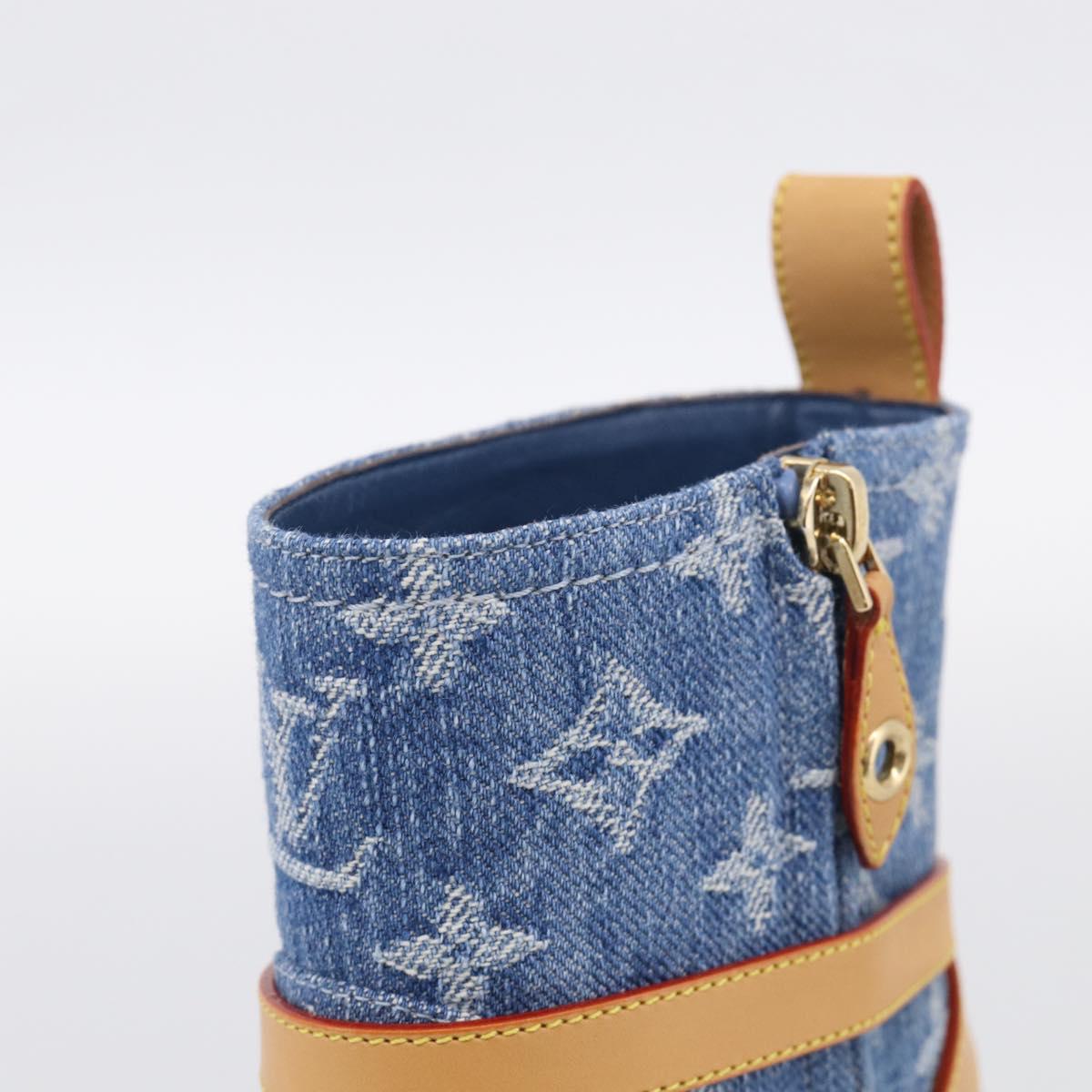 LOUIS VUITTON Monogram Denim Boots 36 Blue LV Auth 211476M