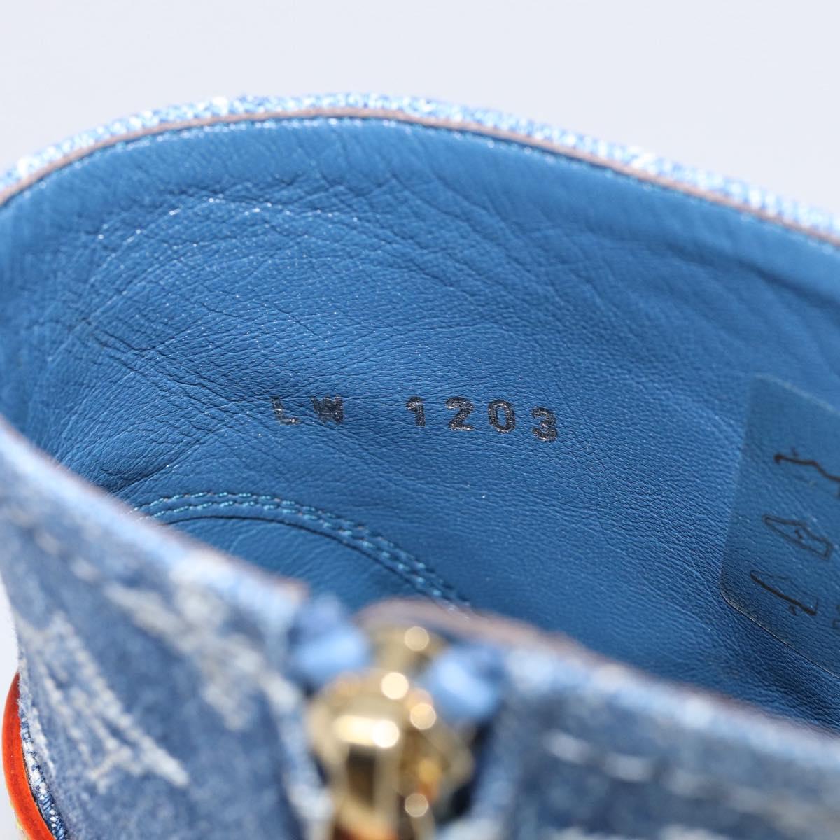 LOUIS VUITTON Monogram Denim Boots 36 Blue LV Auth 211476M