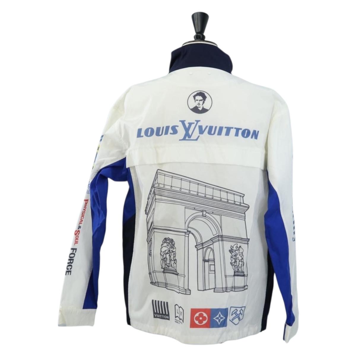 LOUIS VUITTON Multi Logo Jacket Nylon 50 White LV Auth 211477SAM