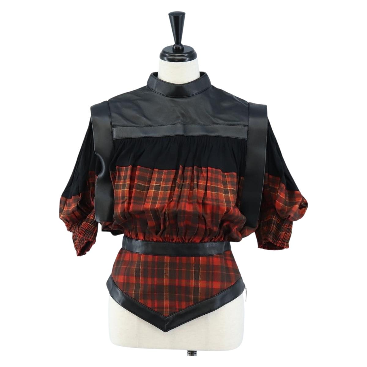 LOUIS VUITTON Monogram Blouse Silk 34 Red LV Auth 211478M