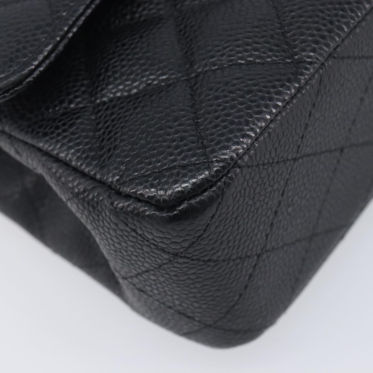 CHANEL Matelasse 25 Chain Shoulder Bag Caviar Skin Black Gold CC Auth 211485SAM