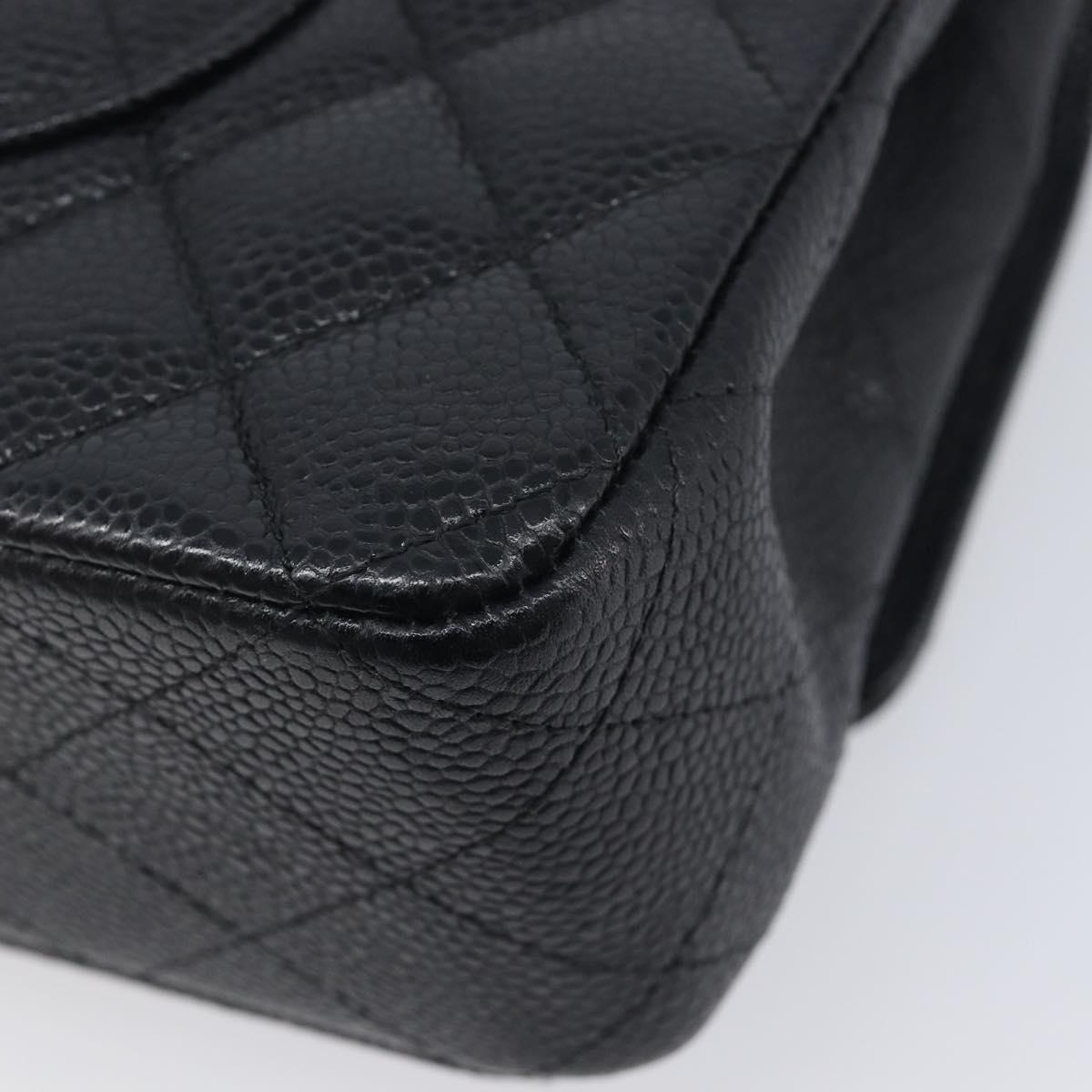 CHANEL Matelasse 25 Chain Shoulder Bag Caviar Skin Black Gold CC Auth 211485SAM