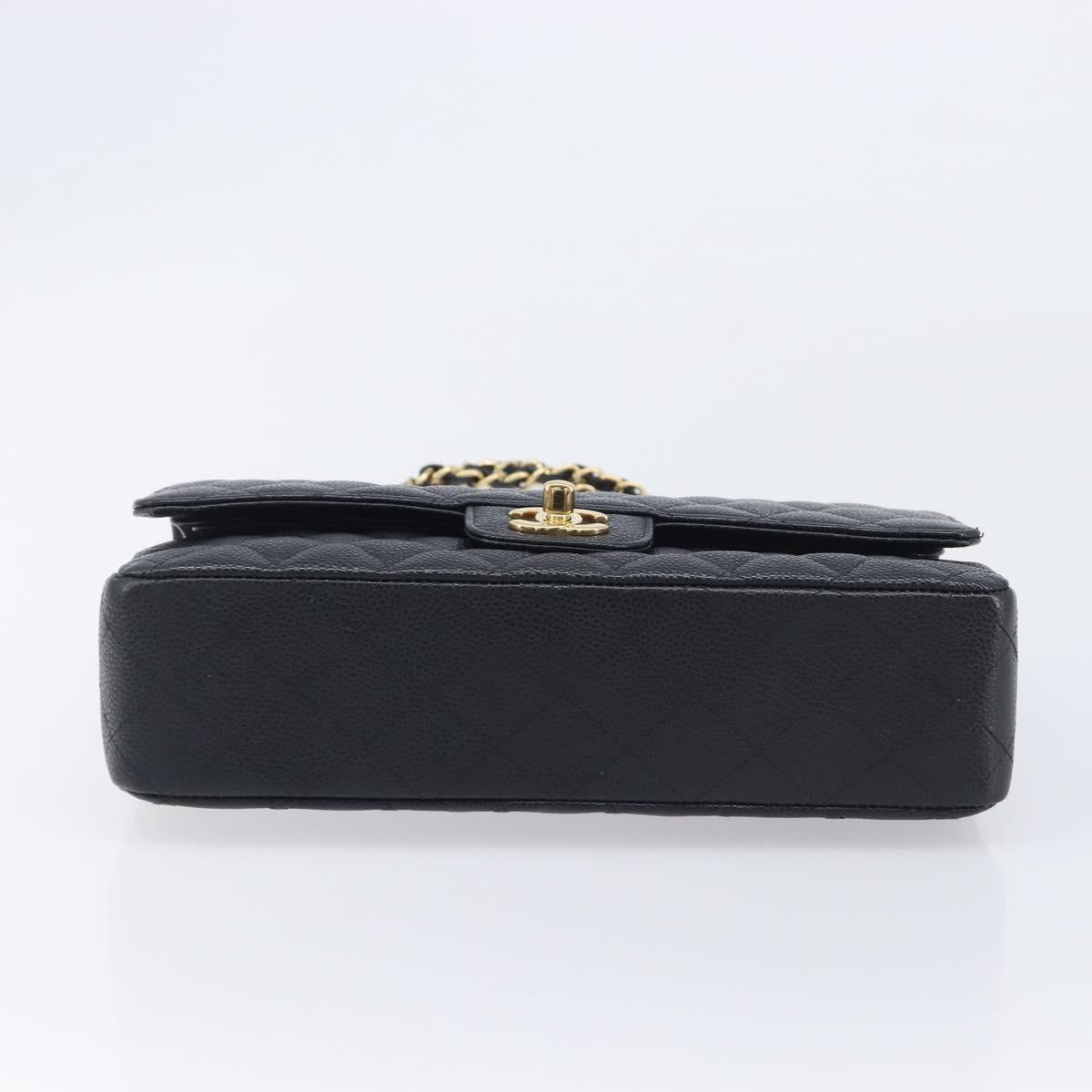 CHANEL Matelasse 25 Chain Shoulder Bag Caviar Skin Black Gold CC Auth 211485SAM