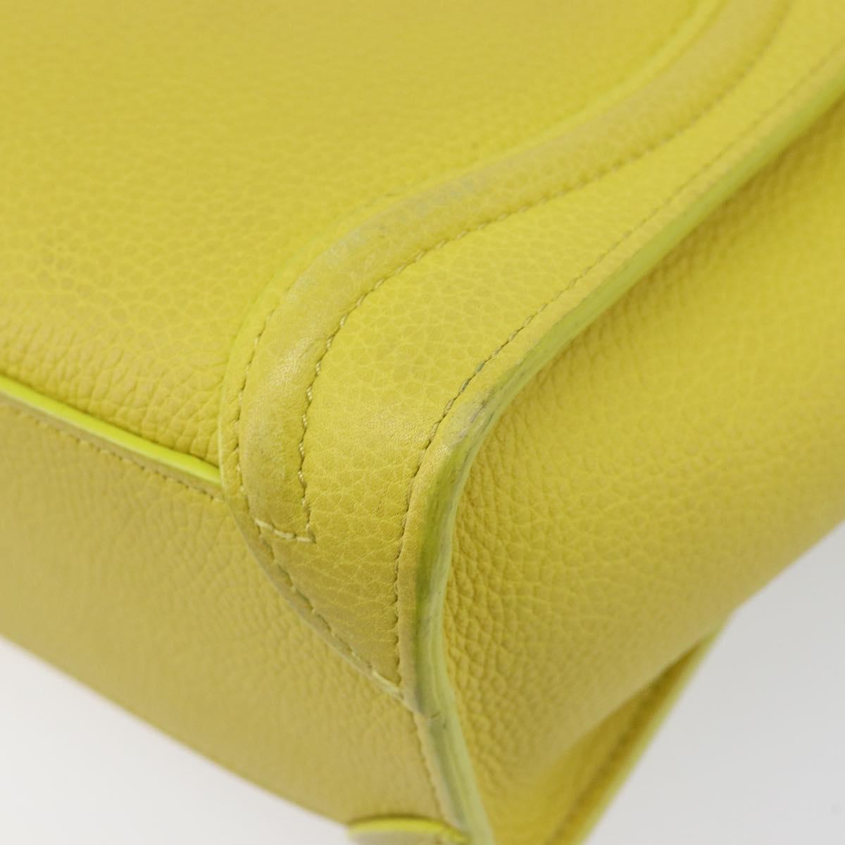 CELINE Luggage Nano Shopper Hand Bag Leather 2way Yellow Silver Auth 211487A