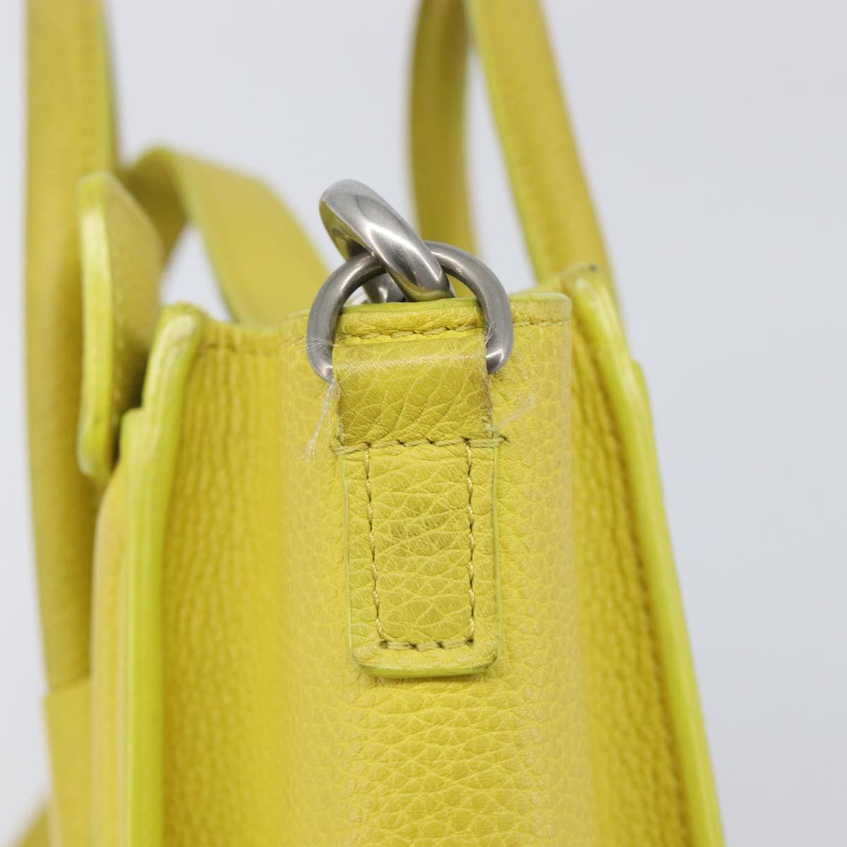 CELINE Luggage Nano Shopper Hand Bag Leather 2way Yellow Silver Auth 211487A