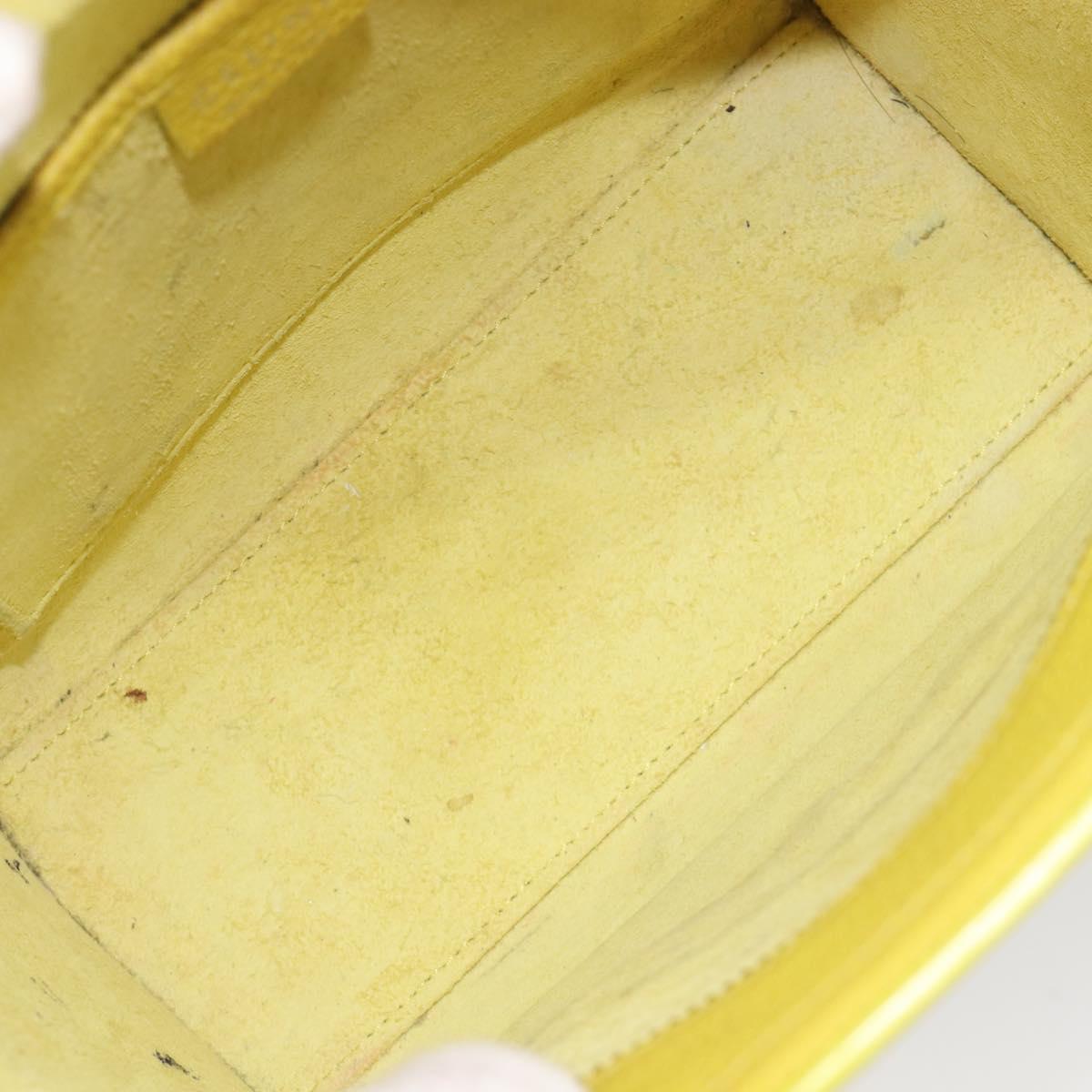 CELINE Luggage Nano Shopper Hand Bag Leather 2way Yellow Silver Auth 211487A