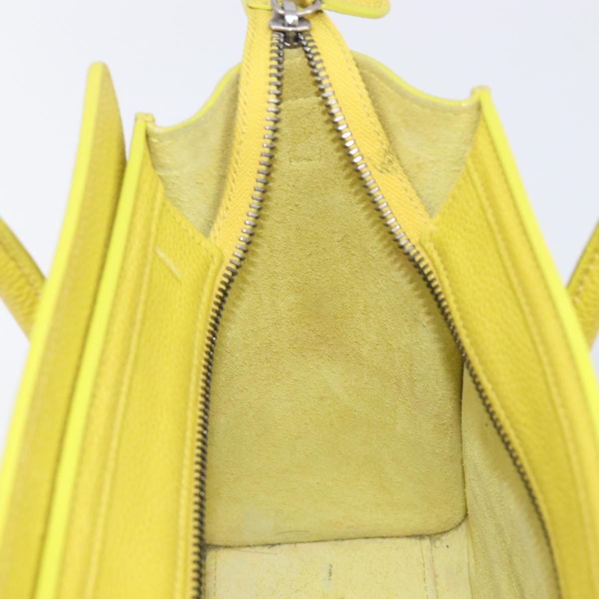 CELINE Luggage Nano Shopper Hand Bag Leather 2way Yellow Silver Auth 211487A