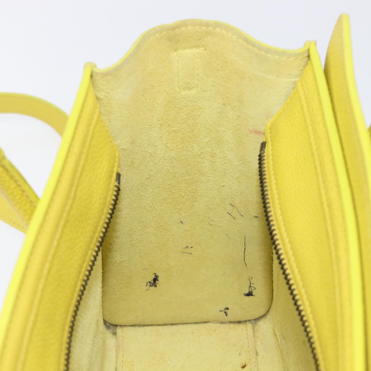 CELINE Luggage Nano Shopper Hand Bag Leather 2way Yellow Silver Auth 211487A