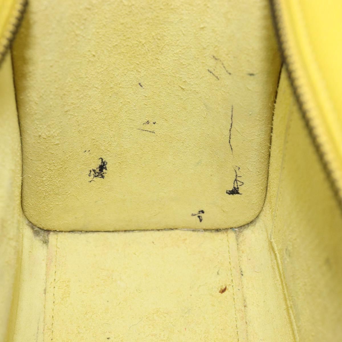 CELINE Luggage Nano Shopper Hand Bag Leather 2way Yellow Silver Auth 211487A