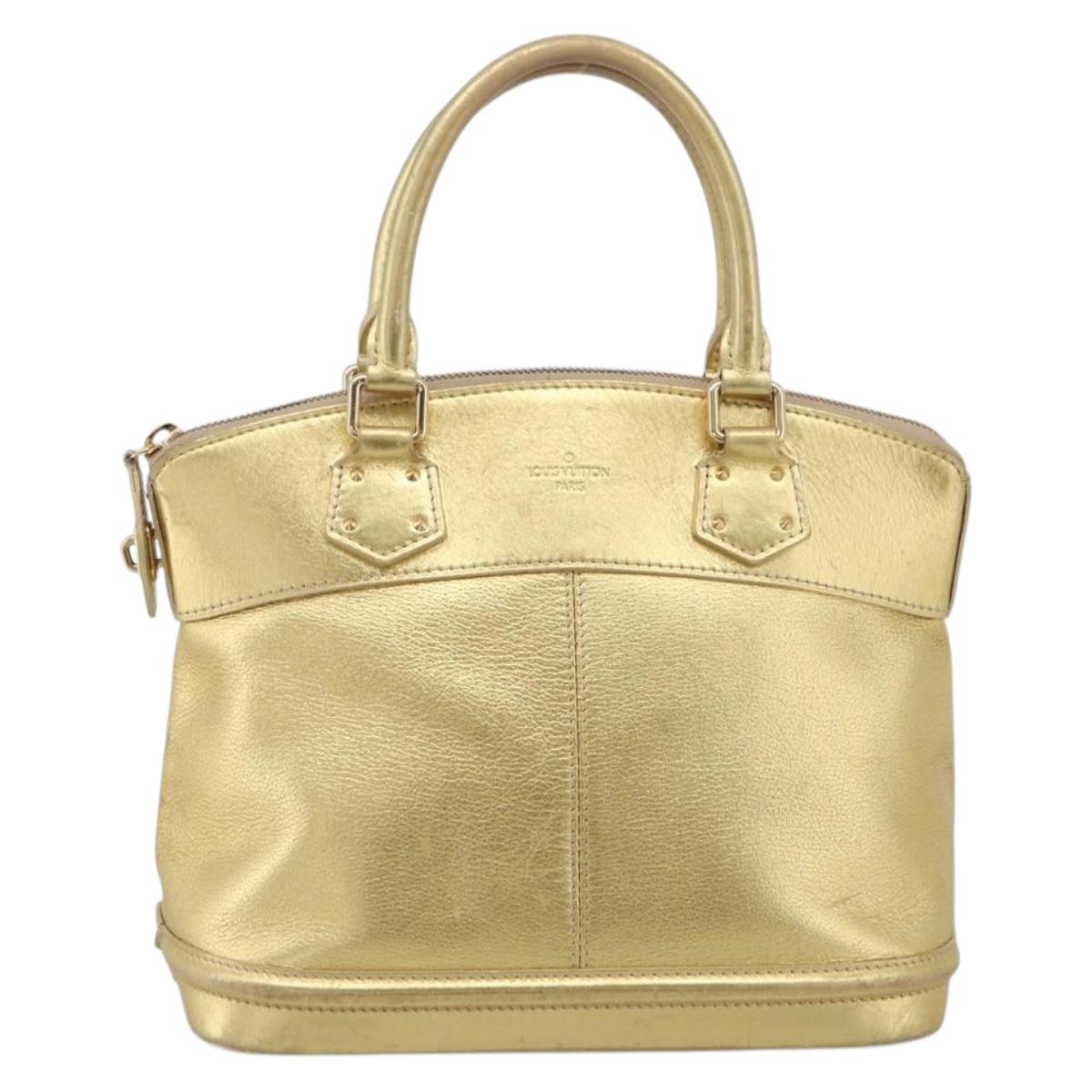 LOUIS VUITTON Suhari Lockit Hand Bag Leather Gold M95433 LV Auth 211489A