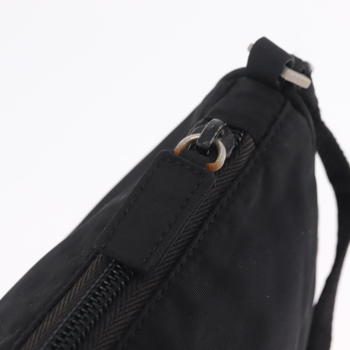 PRADA Accessory Pouch Nylon Black Silver Auth 211493A