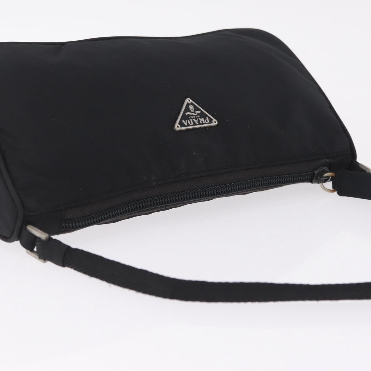 PRADA Accessory Pouch Nylon Black Silver Auth 211493A