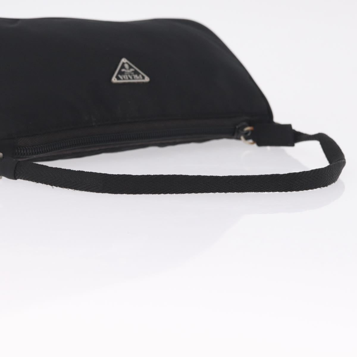 PRADA Accessory Pouch Nylon Black Silver Auth 211493A