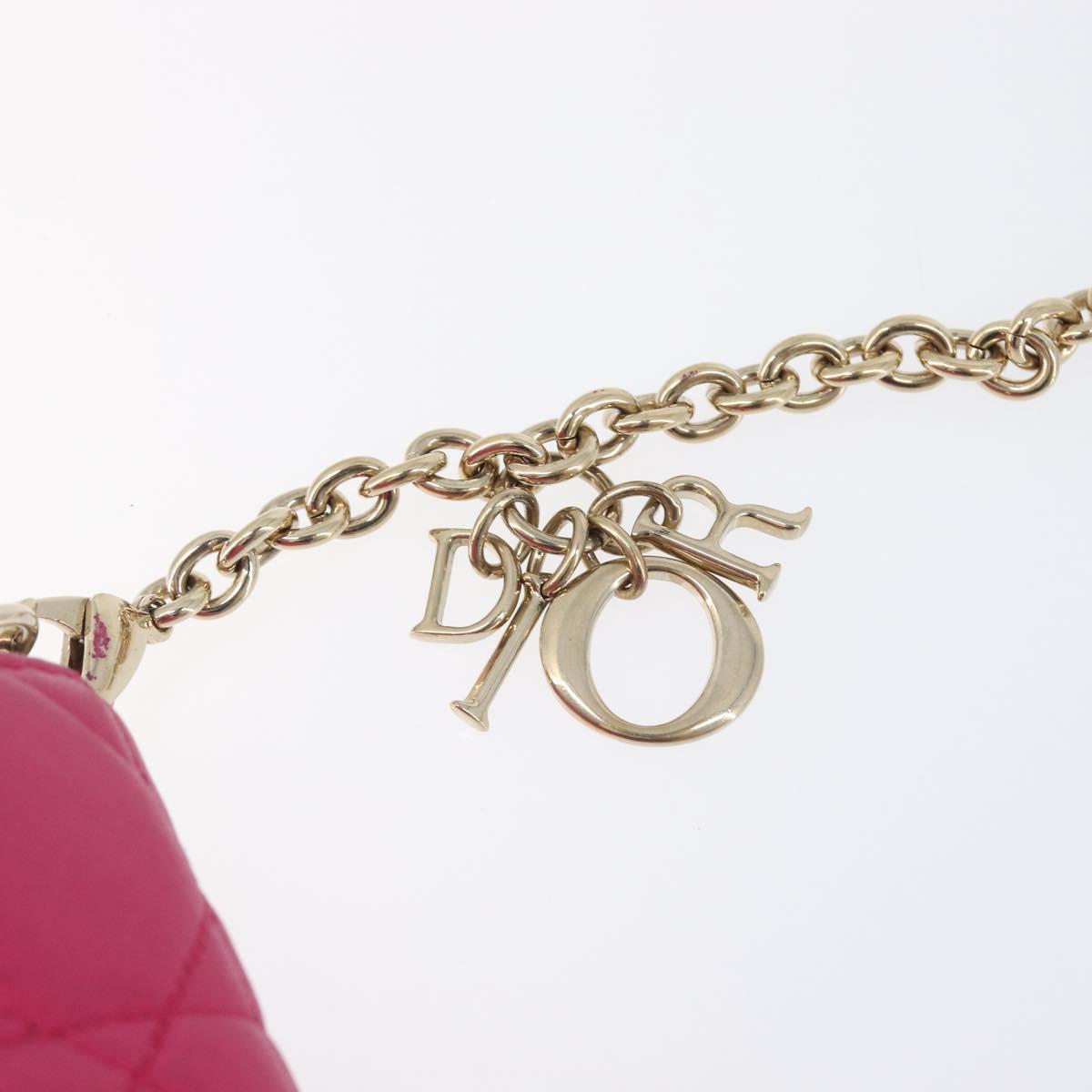 Christian Dior Canage Chain Shoulder Bag Lamb Skin Pink Gold Tone Auth 211496V