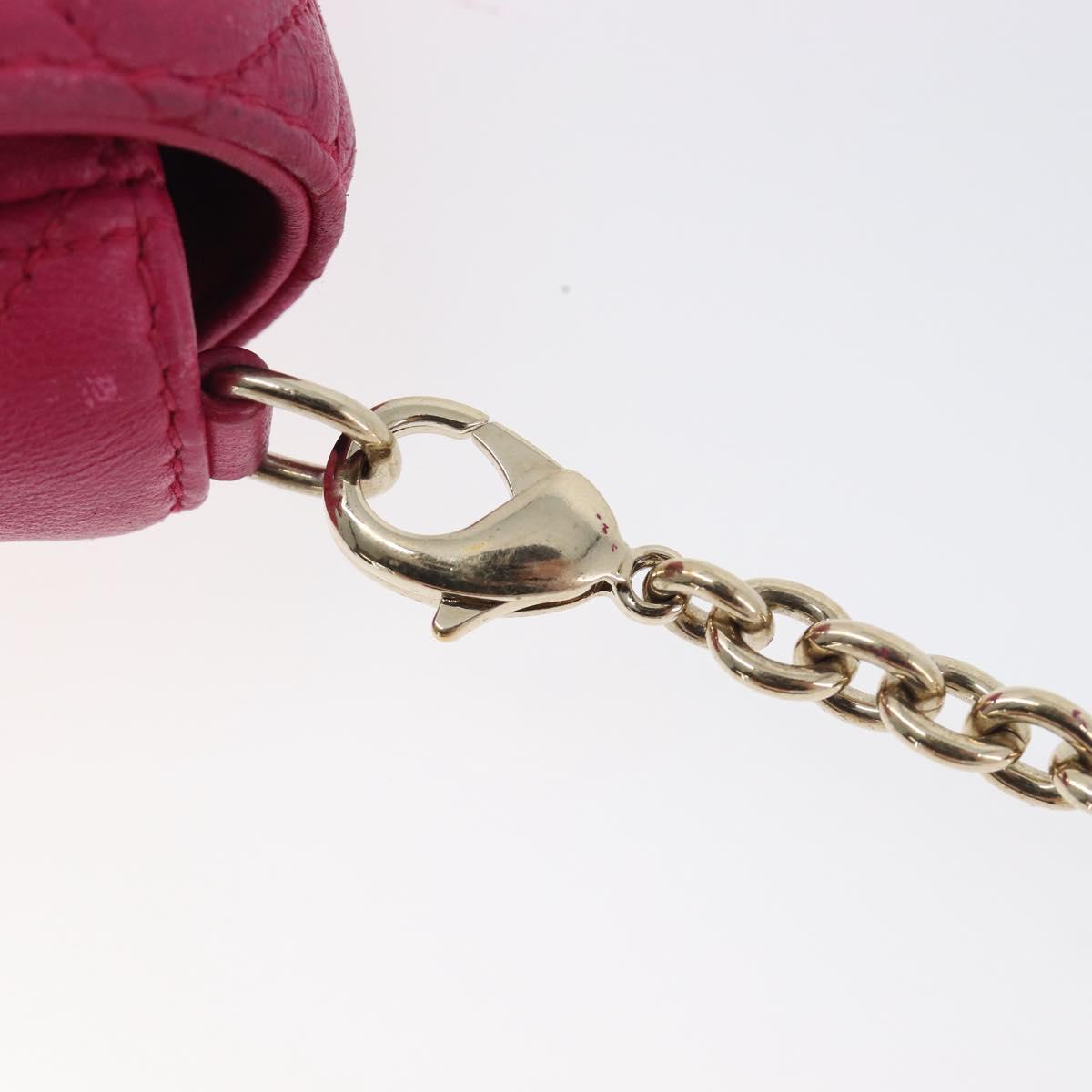 Christian Dior Canage Chain Shoulder Bag Lamb Skin Pink Gold Tone Auth 211496V