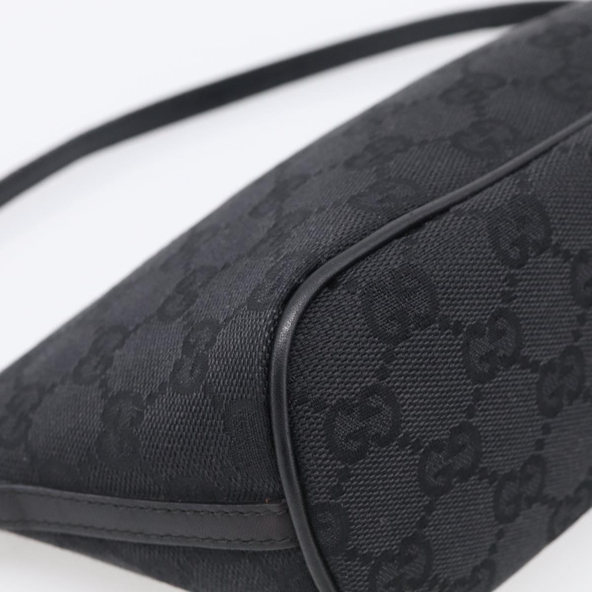 GUCCI GG Canvas Accessory Pouch Black Silver 07198 Auth 211499V