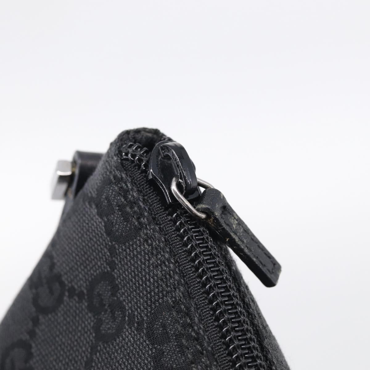 GUCCI GG Canvas Accessory Pouch Black Silver 07198 Auth 211499V