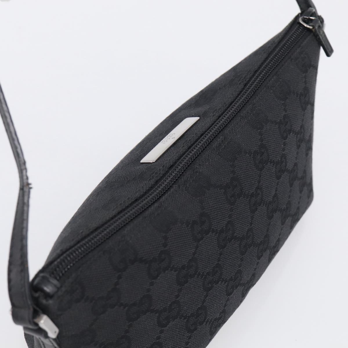 GUCCI GG Canvas Accessory Pouch Black Silver 07198 Auth 211499V
