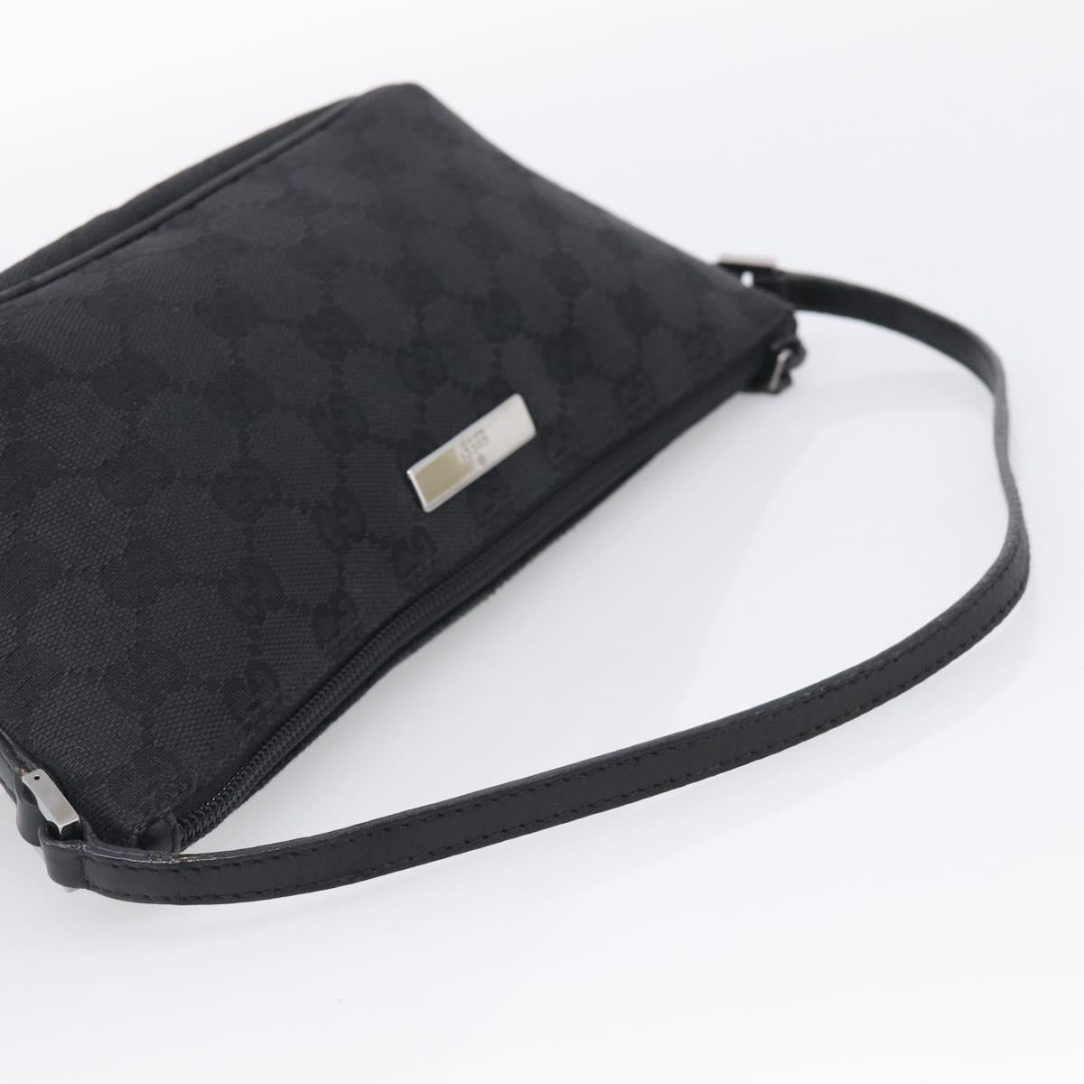 GUCCI GG Canvas Accessory Pouch Black Silver 07198 Auth 211499V