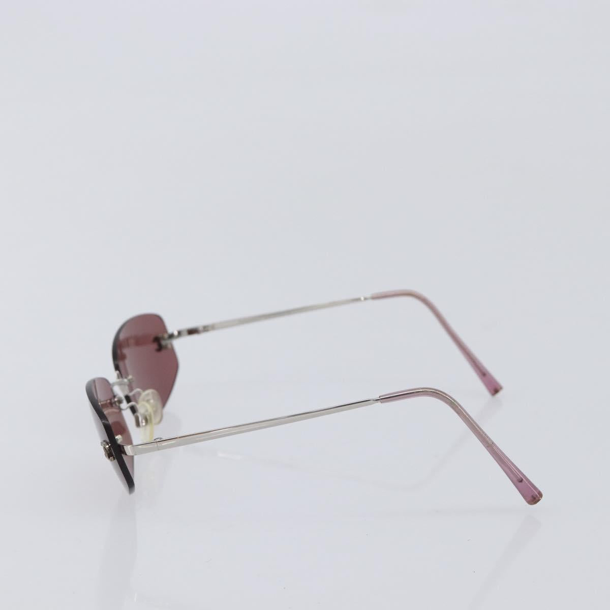 CHANEL COCO Mark Sunglasses Metal Brown Silver CC Auth 211503M