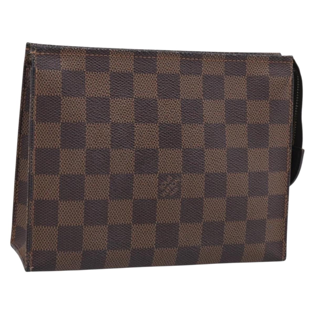LOUIS VUITTON Damier Ebene Poche Toilette 19 Pouch N47544 LV Auth 211504V