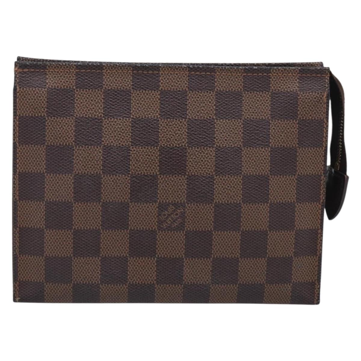 LOUIS VUITTON Damier Ebene Poche Toilette 19 Pouch N47544 LV Auth 211504V