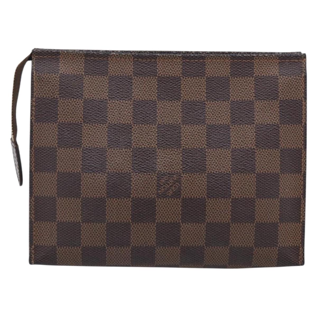 LOUIS VUITTON Damier Ebene Poche Toilette 19 Pouch N47544 LV Auth 211504V